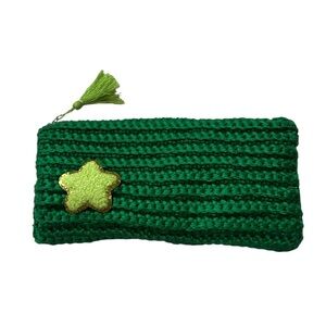 Green Knitted Pouch with Star Accent